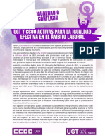 Manifiesto Conjunto UGT y CCOO 8 de Marzo de 2023