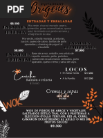 Hotel Origenes Vallenar Menu