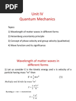 Unit IV Quantum Mechanics