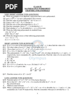 Polynomial Class 9