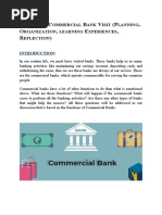 Report On Commercial Bank Visit (Planning, Organization, Learning Experiences, Reflection)