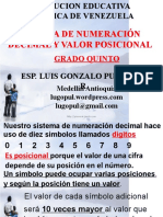 Sistema de Numeración Decimal Y Valor Posicional: Grado Quinto