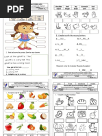 Fichas 1 y 2 Inglés Grado Segundo