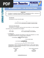 El Predicado y Su Estructura para Primero de Secundaria