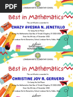 Colorful Math Wiz Kid Award Certificate