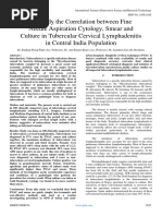 To Study The Correlation Between Fine Needle Aspiration Cytology, Smear and Culture in Tubercular Cervical Lymphadenitis in Central India Population