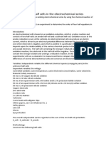 Order of Half Cells in The Electrochemical Series