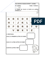 1-Escreva Seu Nome Na Placa E Pinte As Letras Usadas para Escrevê-Lo