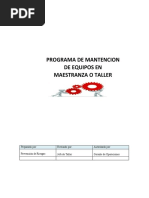 Programa de Mantencion de Equipos Maestranza o Taller