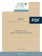 Avis Du Conseil Projet de Loi N°27 13 Relative À L%u2019exploitation Des Carrières