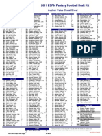 2011 ESPN Fantasy Football Draft Kit: Auction Value Cheat Sheet