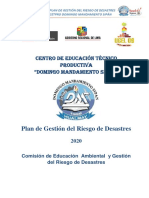 Plan de Gestion de Riesgo 2020 CETPRO DMS