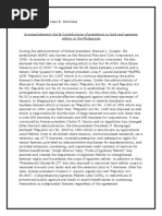 Accomplishments The & Contributions of Presidents in Land and Agrarian Reform in The Philippines