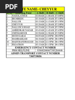 ABC Shift Time Chart.