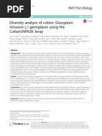 Diversity Analysis of Cotton (Gossypium Hirsutum L.) Germplasm Using The Cottonsnp63K Array