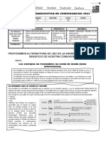 EVALUACIÓN DIAGNOSTICA DE COMUNICACION 4° A y B 2023