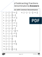 Answers - Adding and Subtracting Fractions (Common Denominators) PDF