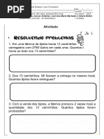 Problemas Matematico 5º Ano 2023 Estudante