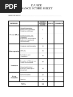 Dance Score Sheet