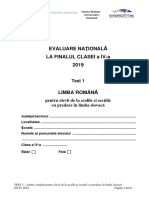 En IV 2019 Limba Romana PT Minoritatea Slovaca Test 1