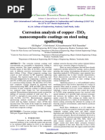 Corrosion Analysis of Copper Tio2nanocomposite Coatings On Steel Usingsputtering PDF