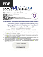 Implementation of Artificial Intelligence (AI) As An Educational Resource Implementação Da Inteligência Artificial (IA) Como Um Recurso Educativo