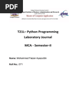 T21L - Python Programming Laboratory Journal MCA - Semester-II