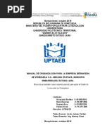 Informe Final Manual de Organización Bernardin de Venezuela Ca - Uptaeb