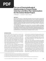 The Use of Geometallurgical Relationship in Process Route Selection and Mine Plan Optimisation For Dutwa Nickel Project