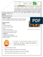 Atividade 12 5 o Ano Matematica Tema Representacao Fracionaria Dos Numeros Racionais Calculo de Porcentagens Professor PDF