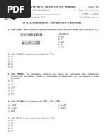 1º Ano - Prova de Matemática