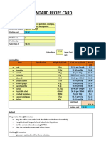 Standard Recipe Card (%)