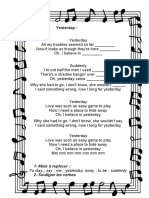 Chanson Et Cours Sur Yesterday Et Le Passé en Anglais