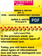 Remedios S. Reyno MT 11 Pias - Gaang Elementary School Aurea S. Austria Principal II