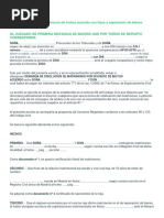 Modelo de Demanda de Divorcio de Mutuo Acuerdo Con Hijos y Separación de Bienes