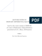 Lecture Notes On Ordinary Differential Equations