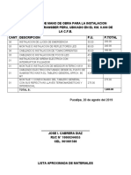 Proforma de Mano de Obra Jose Cabrera