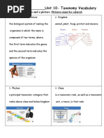 Unit 10 Taxonomy Vocab