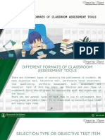 Different Formats of Classroom Assessment Tools PDF