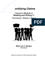 Readingandwriting11 q3 Mod6 Identifyingclaims-V3 PDF