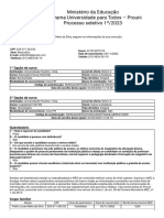 Ministério Da Educação Programa Universidade para Todos - Prouni Processo Seletivo 1º/2023