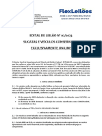 Edital de Leilão #02/2023 Sucatas E Veículos Conservados Exclusivamente On-Line