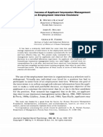 Differential Effectiveness of Applicant Impression Management Tactics On Employment Interview Decisions PDF