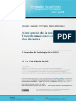 ¿Qué Queda de La Nueva Pobreza? Transformaciones en Las Últimas Dos Décadas