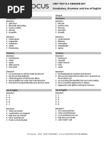 Focus4 2E Unit Test Vocabulary Grammar UoE Unit8 GroupA B ANSWERS PDF