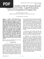 Study On Phase Stability of MN (IV) Doped Bismuth Vanadate and Its Visible - Light Photocatalytic Activity For Degradation of Organic Dye