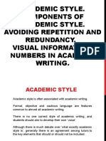 Тема 4 Academic Style Components of academic style Avoiding repetition