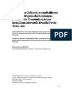 Indústria Cultural e Capitalismo Tardio: Origens Da Economia Política Da Comunicação No Brasil em Mercado Brasileiro de Televisão