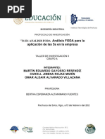 Análisis FODA para La Aplicación de Las 5s en La Empresa: T1-E1 Analisis Foda