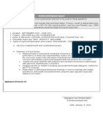 CS Form No 212 Work Experience Sheet